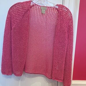 Sigrid Olsen Vibrant Pink Open-Knit Cardigan